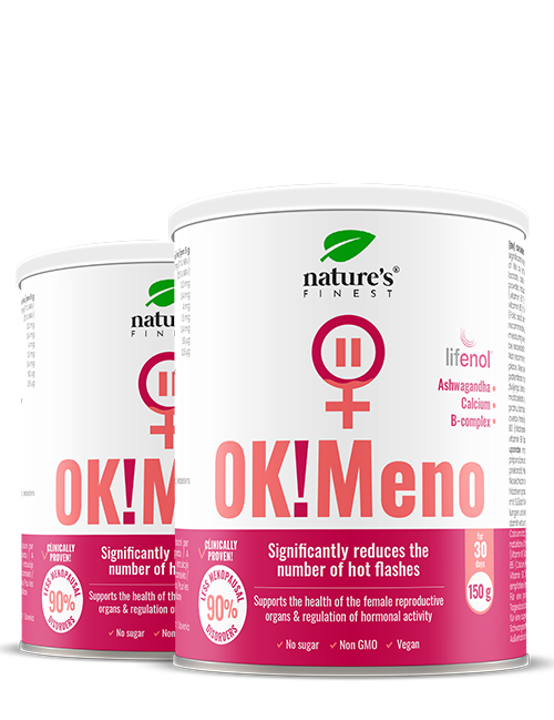 OK!Meno Box | 1+1 Zdarma | Menopauza Potravinový Doplnok | Ashwagandha Vitamín Bambus | Redukuje Príznaky Menopauzy | Prírodný.