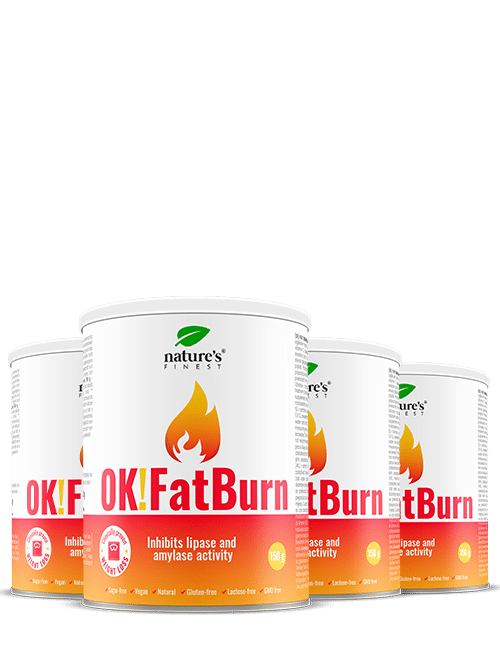 100% FatBurn Nápoj | 4x OK!FatBurn® | s ID-Alg® a L-Karnitínom | Najlepšie Spaľovače Tuku na Slovensku | od Nature's Finest.